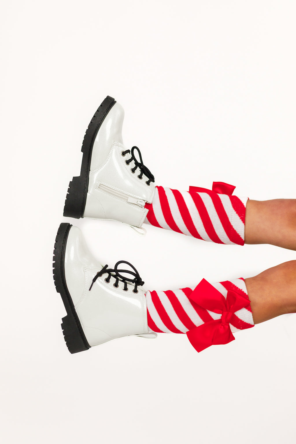 Candy Cane Silk Bow Socks