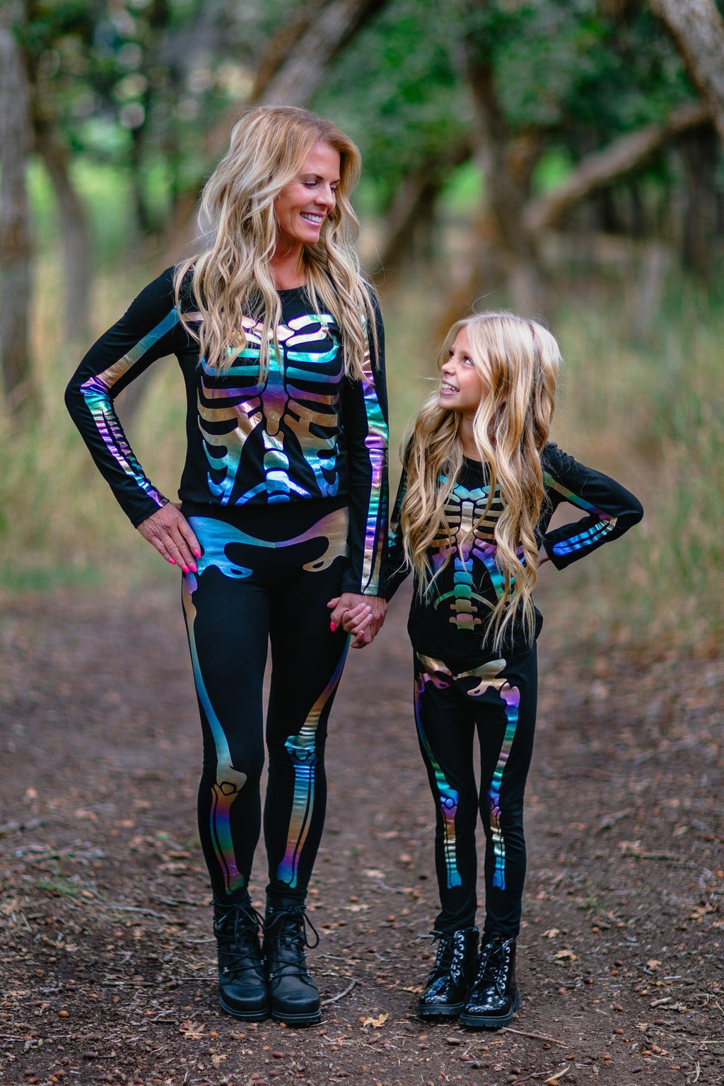 Mom & Me - Holographic Skeleton Costume Set - Sparkle in Pink