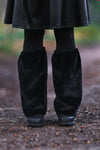 Mom & Me - Fuzzy Black Leg Warmers - Sparkle in Pink