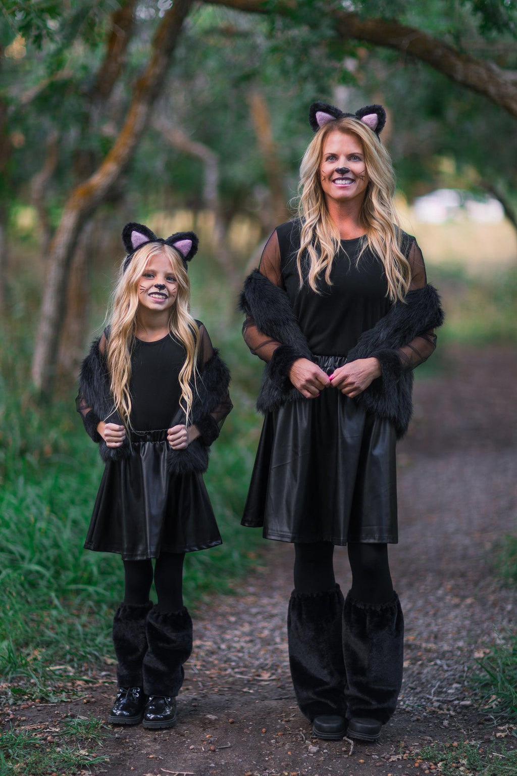 Mom & Me - Fuzzy Black Vest - Sparkle in Pink