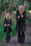 Mom & Me - Fuzzy Black Vest - Sparkle in Pink