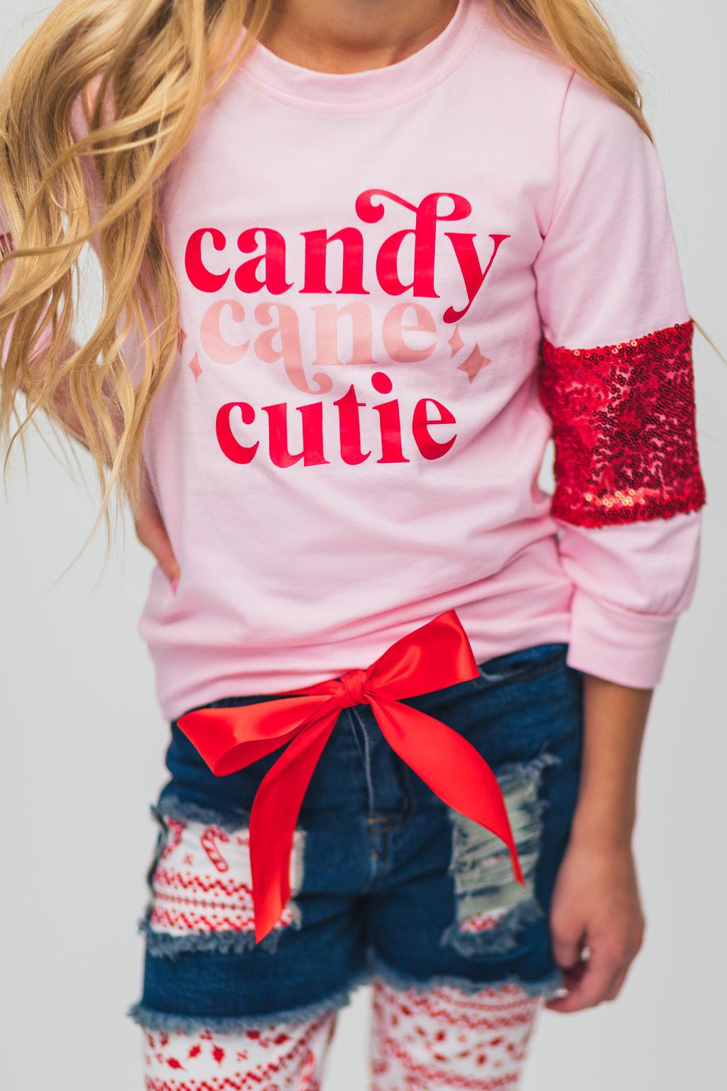 "Candy Cane Cutie" Legging & Short Set - Sparkle in Pink