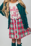 "Holly Jolly" Green Sweater Skirt Set - Sparkle in Pink