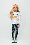 White Snowman Hoodie Pant Set - Sparkle in Pink