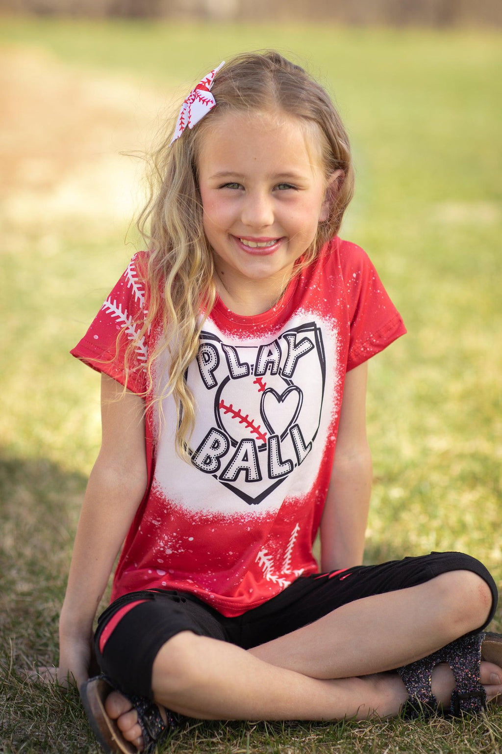 "Play Ball" Distressed Capri Set - Sparkle in Pink