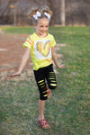 Softball Heart Distressed Capri Set - Sparkle in Pink