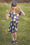Yellow & Dark Grey Softball Dress - Sparkle in Pink
