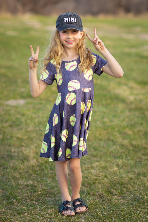 Yellow & Dark Grey Softball Dress - Sparkle in Pink