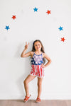 Distressed Stars & Stripes Romper - Sparkle in Pink