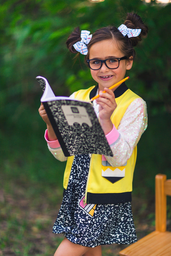 Yellow Pencil Sequin Jacket - Sparkle in Pink