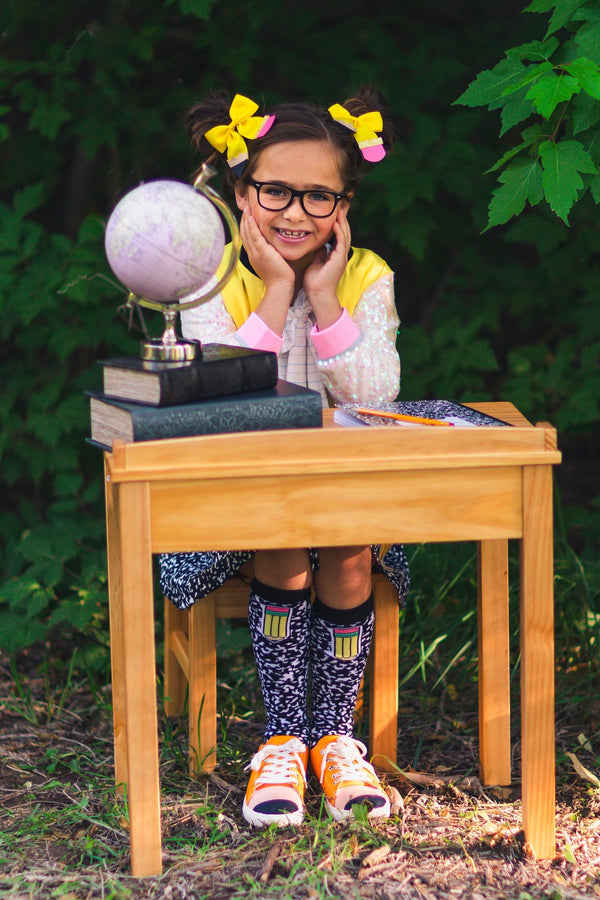 Composition Notebook Knee High Socks - Sparkle in Pink