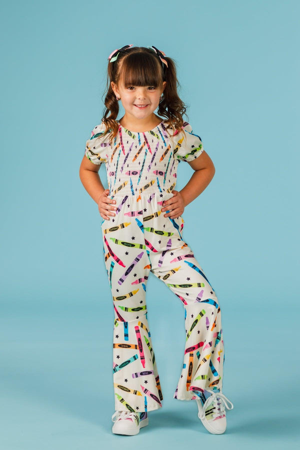 Crayons & Stars Flare Jumpsuit | Sparkle in Pink