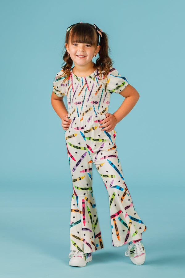 Crayons & Stars Flare Jumpsuit | Sparkle in Pink