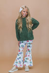 Green Sweater Pumpkin Bell Bottom Set - Sparkle in Pink