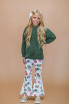 Green Sweater Pumpkin Bell Bottom Set - Sparkle in Pink