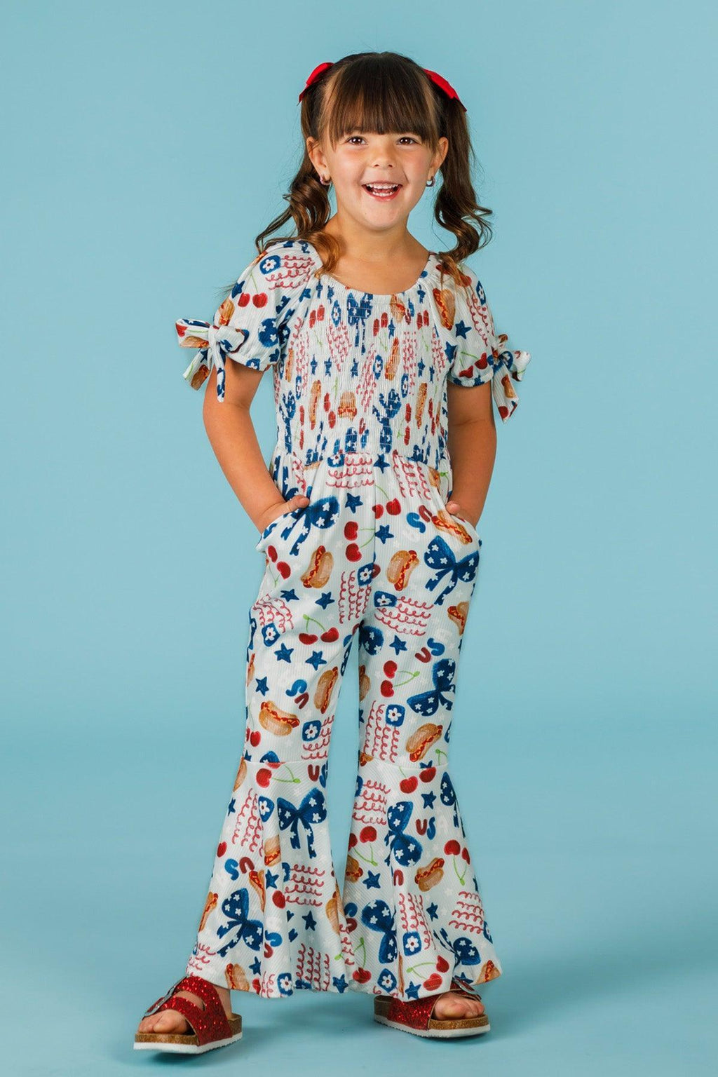 USA Bell Bottom Jumpsuit | Sparkle in Pink
