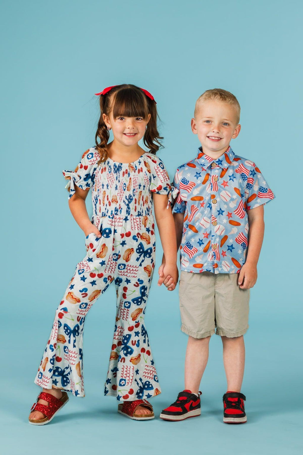 American Summer Baseball Button Down | Sparkle in Pink