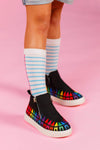 Rainbow Crayon Sneaker Booties | Sparkle in Pink