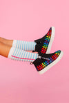 Rainbow Crayon Sneaker Booties | Sparkle in Pink