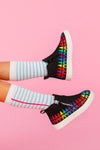 Rainbow Crayon Sneaker Booties | Sparkle in Pink
