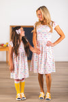 White Alphabet Dress | Sparkle in Pink