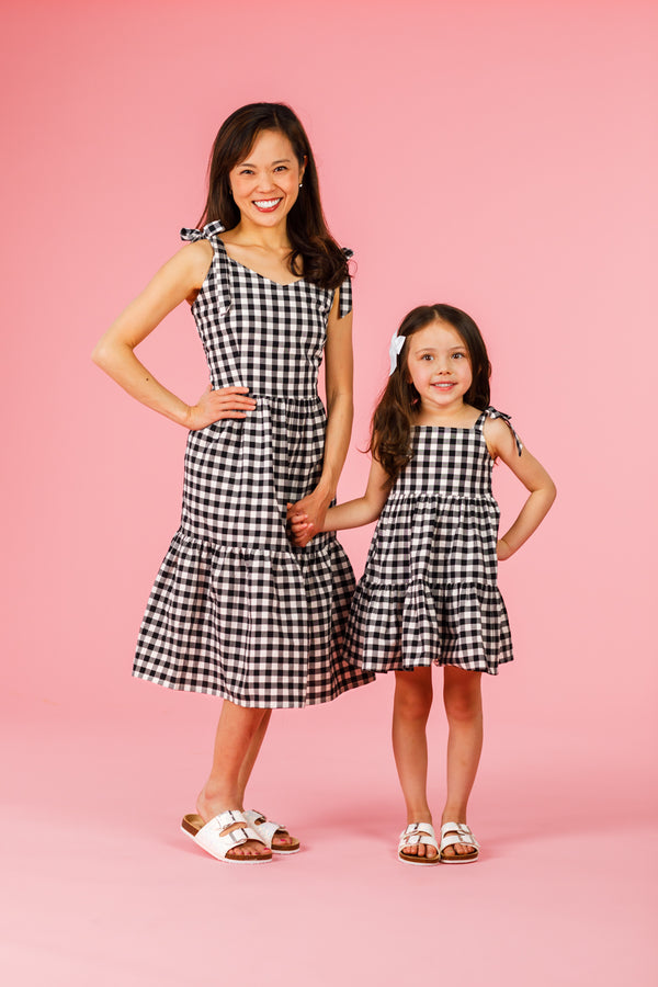 Mom & Me - Black & White Gingham Dress