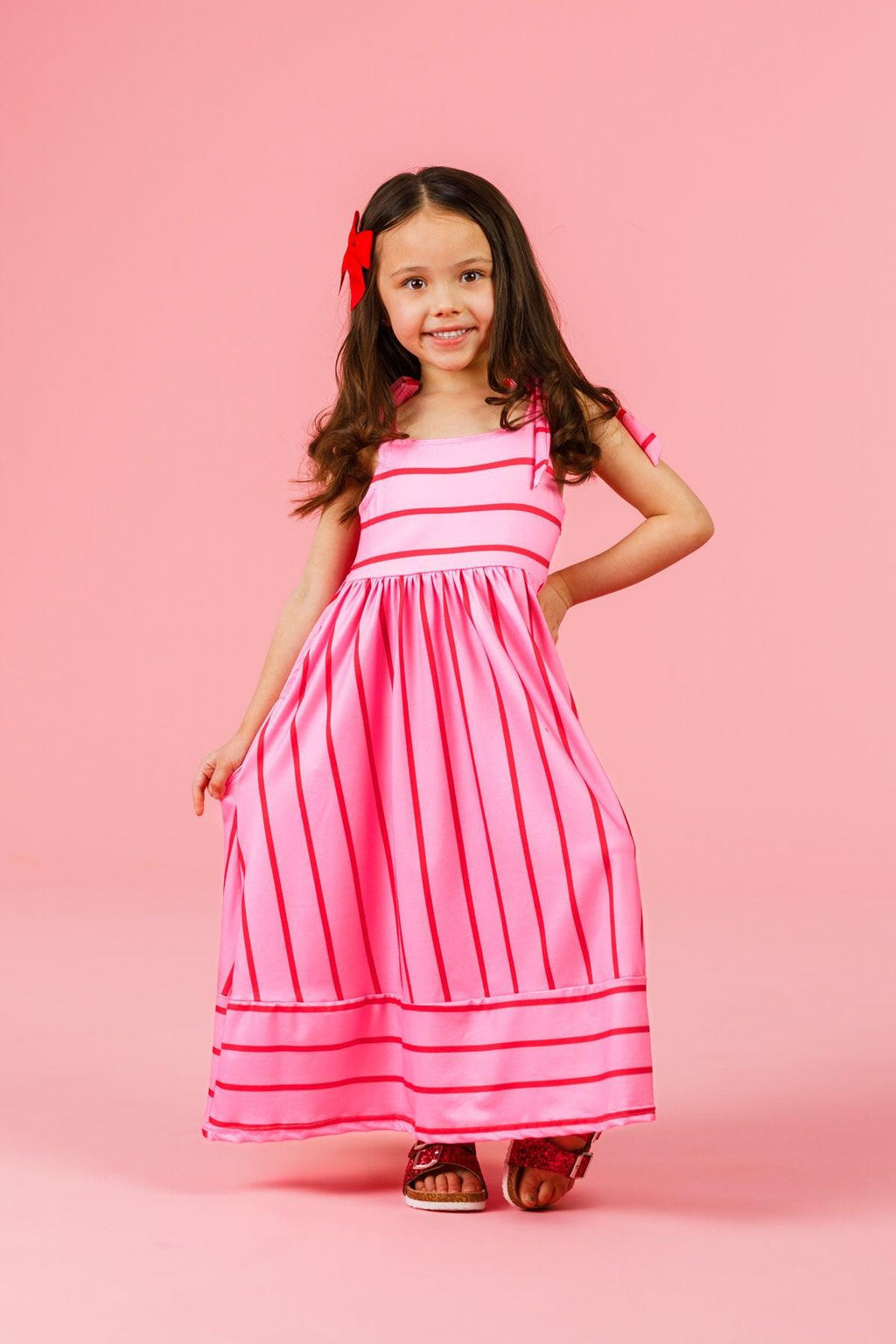 Mom & Me - Pink & Red Striped Maxi Dress | Sparkle in Pink