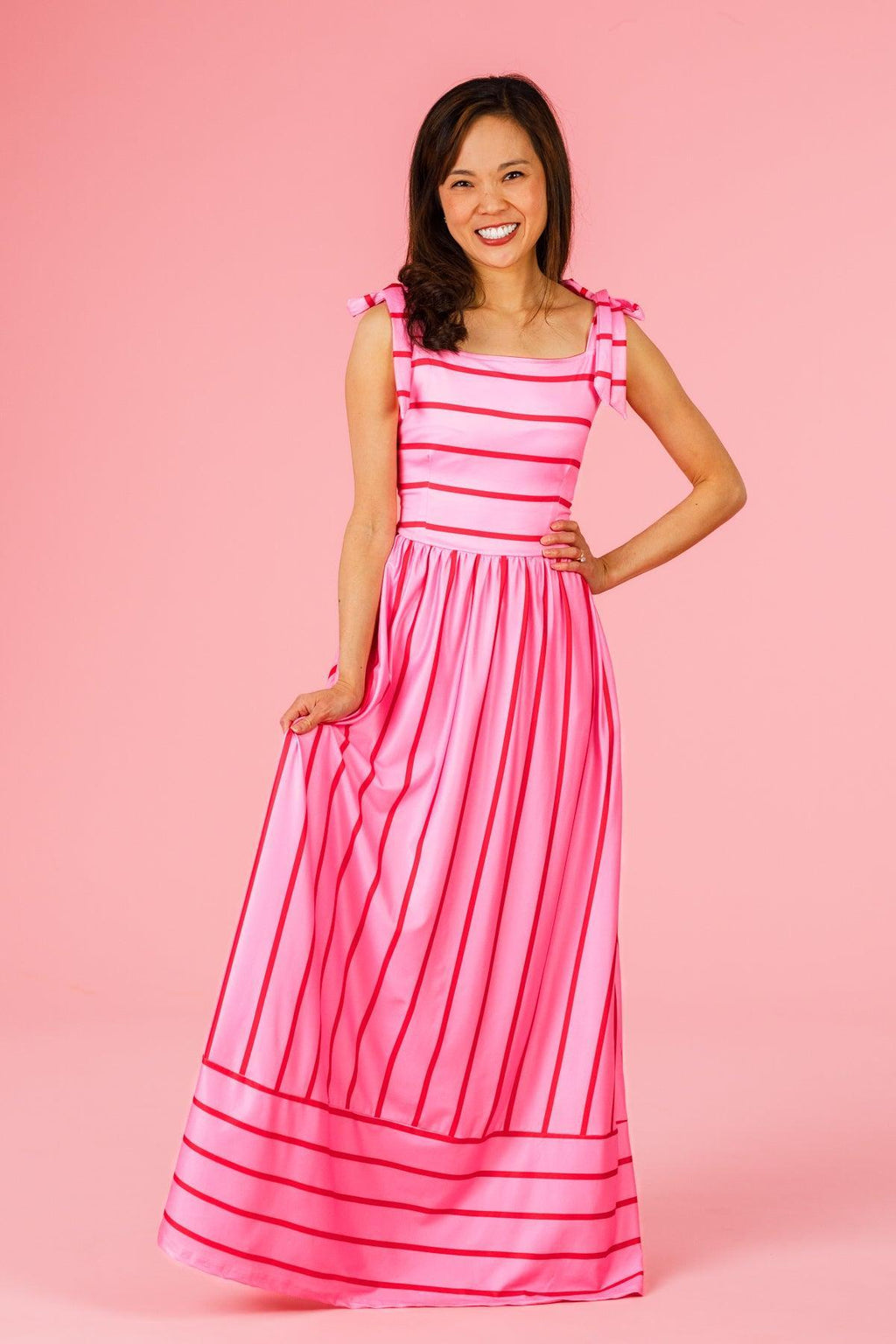 Mom & Me - Pink & Red Striped Maxi Dress | Sparkle in Pink