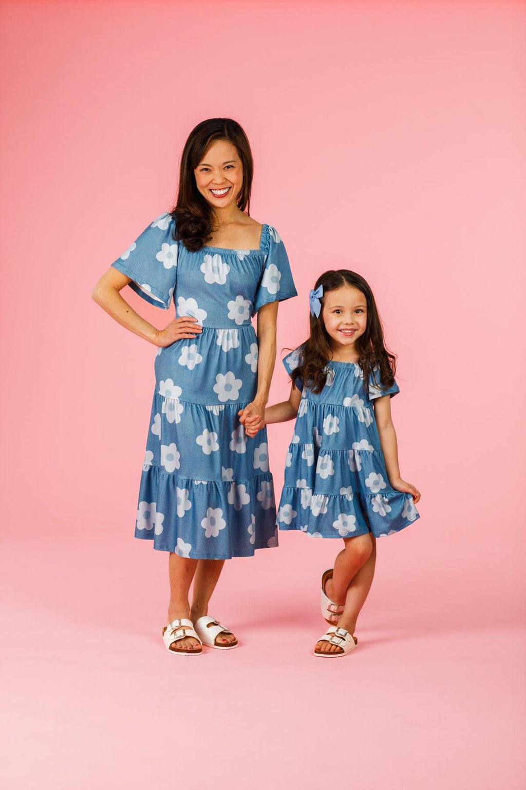 Mom & Me - Faux Denim Flower Dress