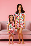 Mom & Me - School Supply Waffle Knit Pajamas | Sparkle in Pink