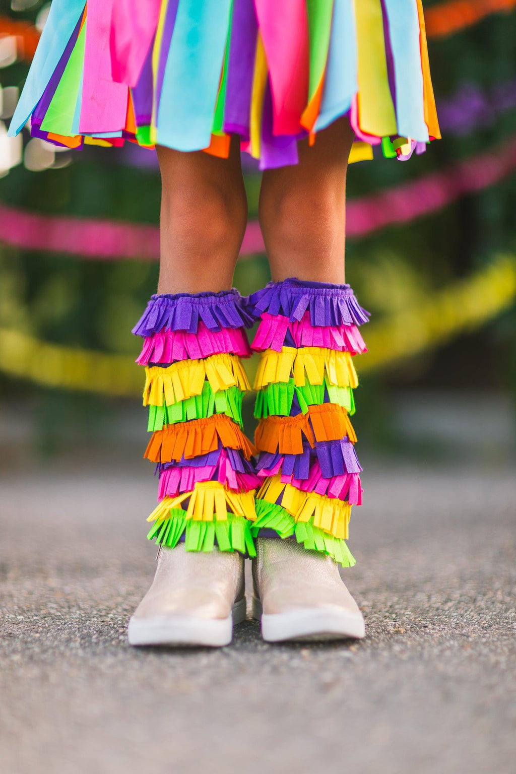 Rainbow Piñata Girl Costume 4 Piece Set - Sparkle in Pink