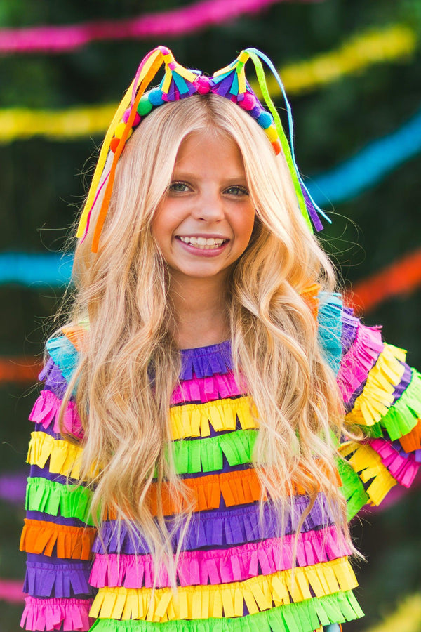 Rainbow Piñata Girl Costume 4 Piece Set - Sparkle in Pink