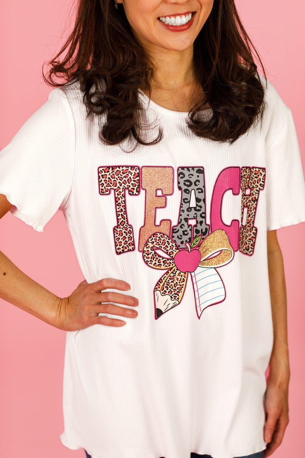 Mom & Me - "Teach & Learn" Glitter Cheetah Print Top | Sparkle in Pink