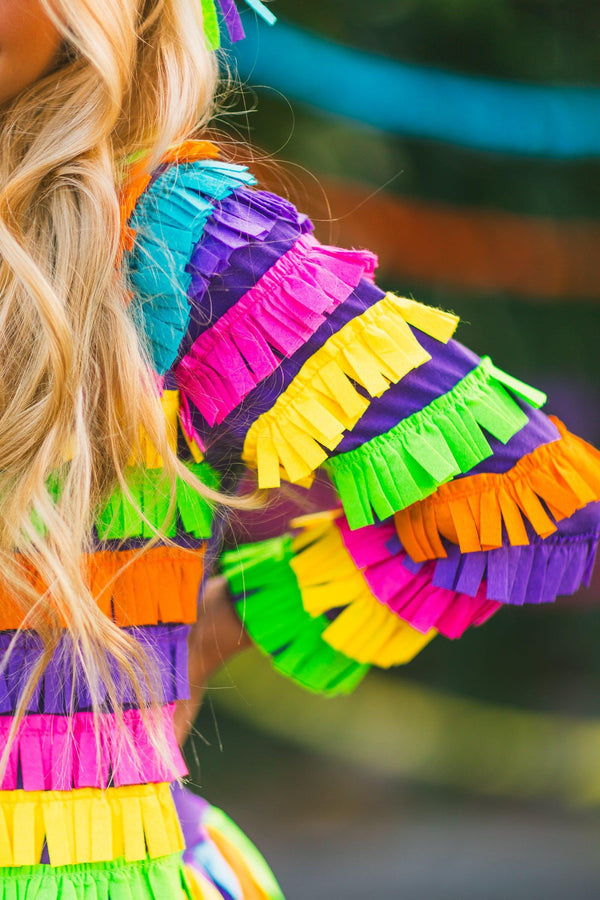 Rainbow Piñata Girl Costume 4 Piece Set - Sparkle in Pink