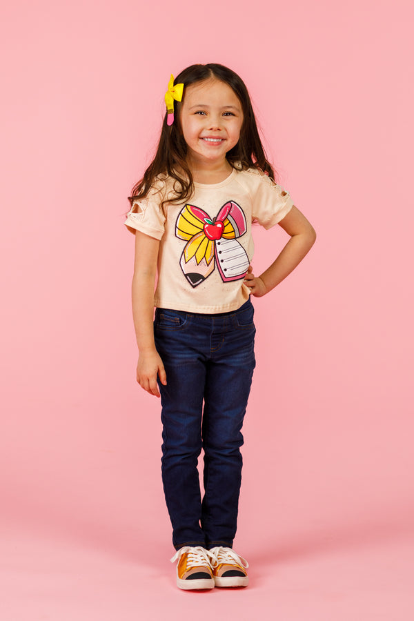 Mom & Me - Glitter Pencil & Paper Bow Top | Sparkle in Pink
