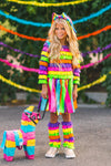 Rainbow Piñata Girl Costume 4 Piece Set - Sparkle in Pink