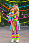 Rainbow Piñata Girl Costume 4 Piece Set - Sparkle in Pink