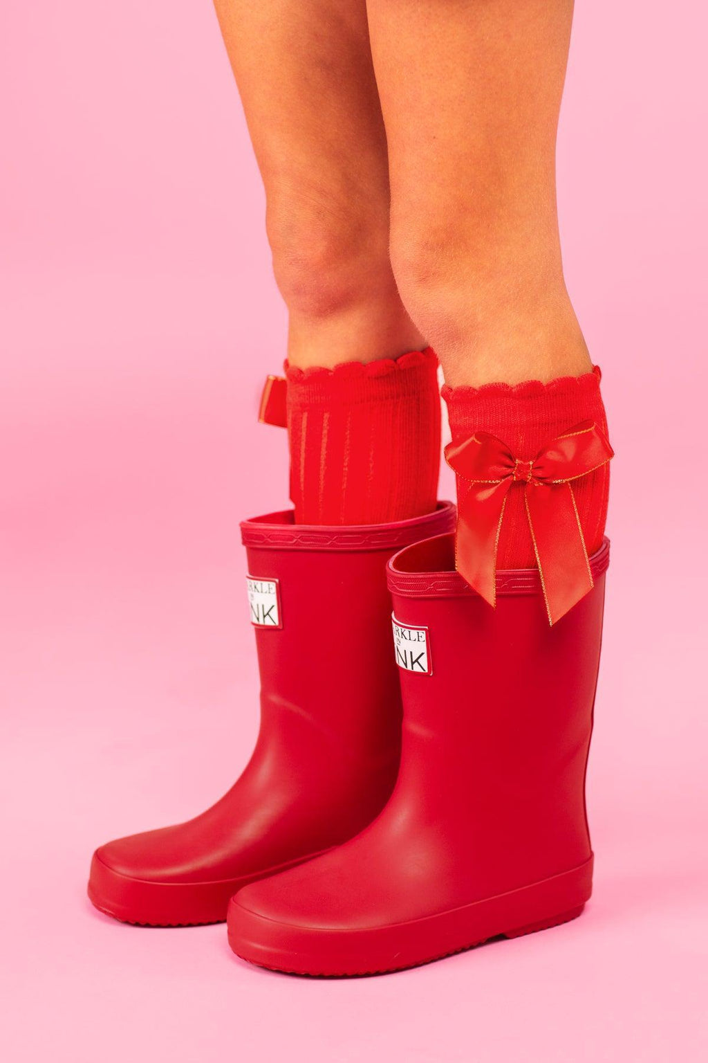 Red & Gold Bow Socks