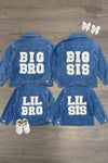 "Big Sis, Lil Sis, Big Bro, Lil Bro" Denim Jacket | Sparkle in Pink