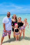 Black & Pink Tropical Family Swimsuits - Sparkle in Pink