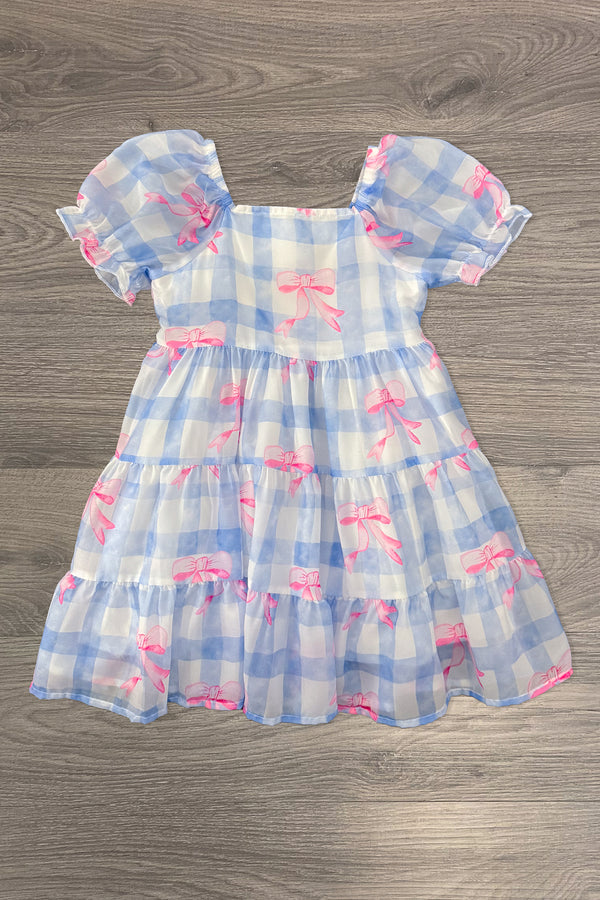 Mom & Me - Blue Gingham Bow Dress | Sparkle in Pink