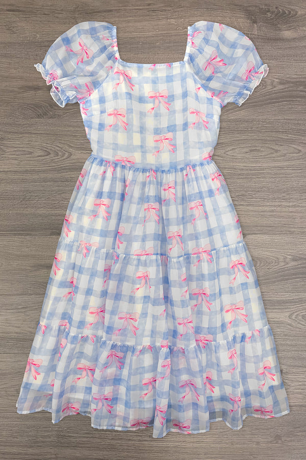 Mom & Me - Blue Gingham Bow Dress | Sparkle in Pink