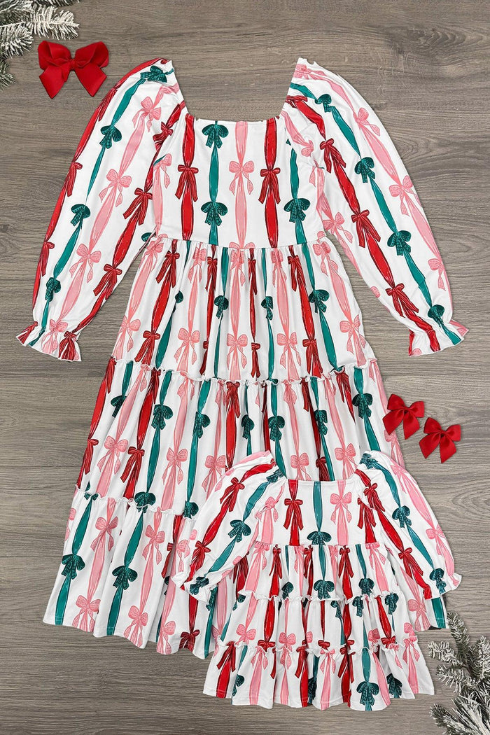 Mom & Me - Christmas Bows Dress | Sparkle in Pink