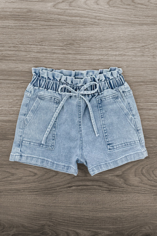 Pastel Bow Denim Short Set | Sparkle in Pink