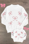 Mom & Me - White & Pink Bow Knit Sweater | Sparkle in Pink