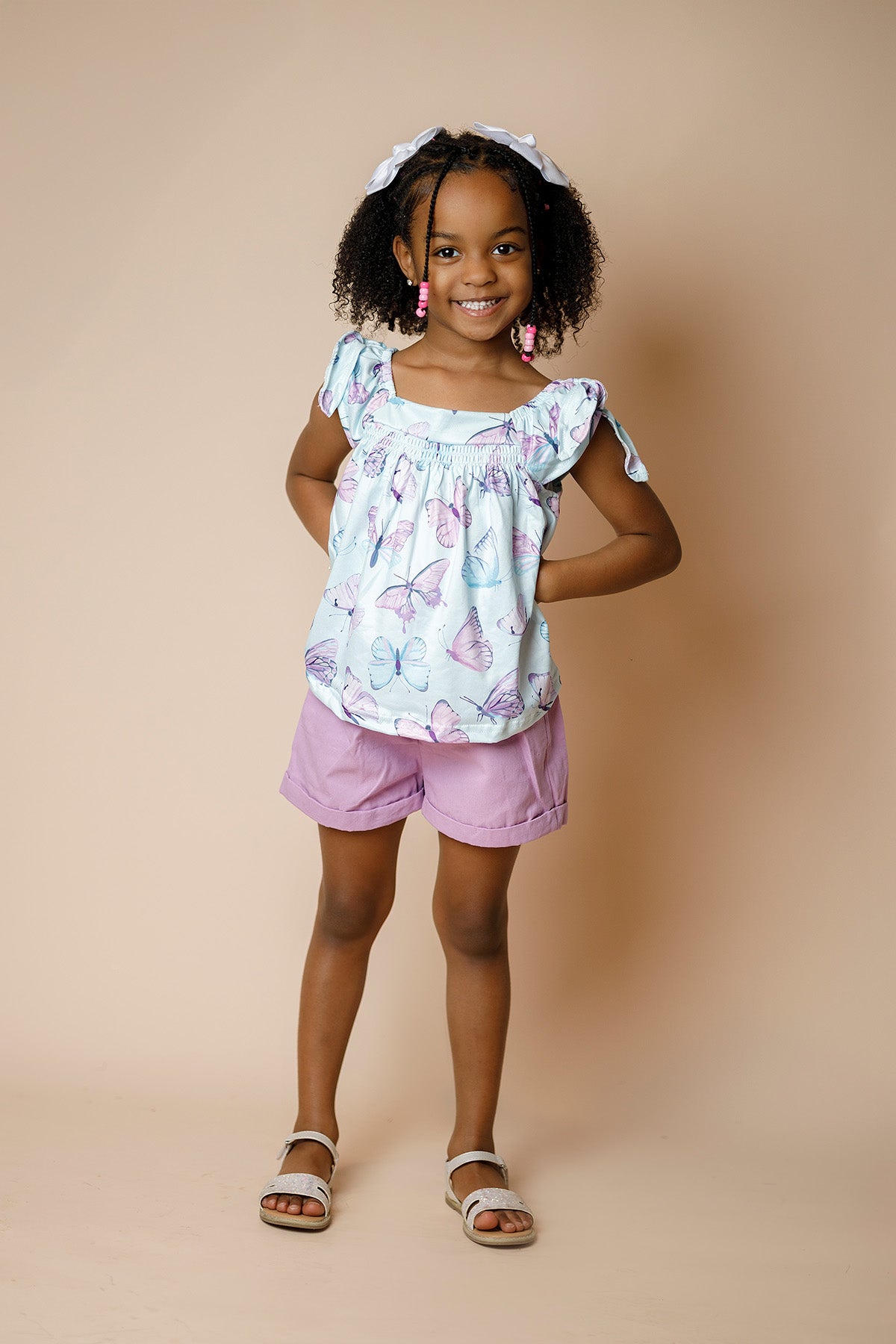 Mint & Lavender Butterfly Short Set | Sparkle in Pink