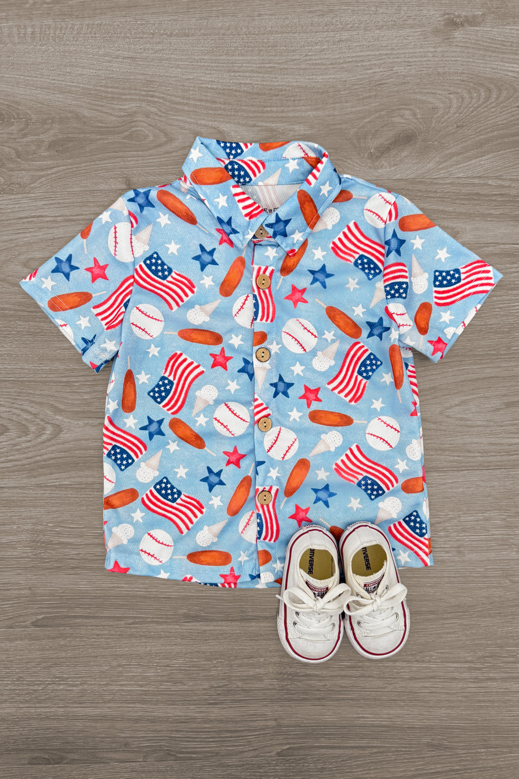 American Summer Baseball Button Down | Sparkle in Pink