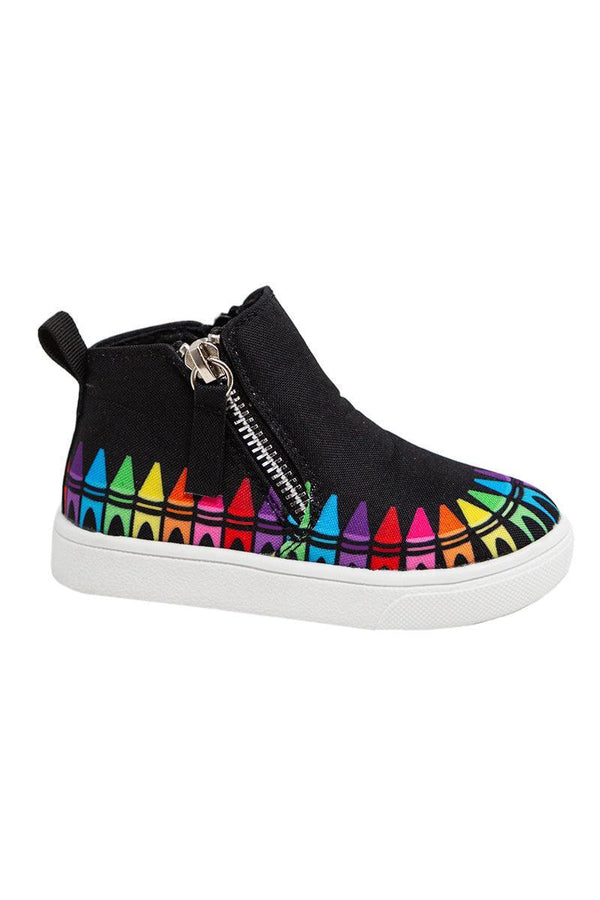 Rainbow Crayon Sneaker Booties | Sparkle in Pink