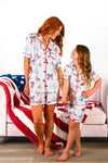 Mom & Me - Patriotic Bow Waffle Knit Pajamas