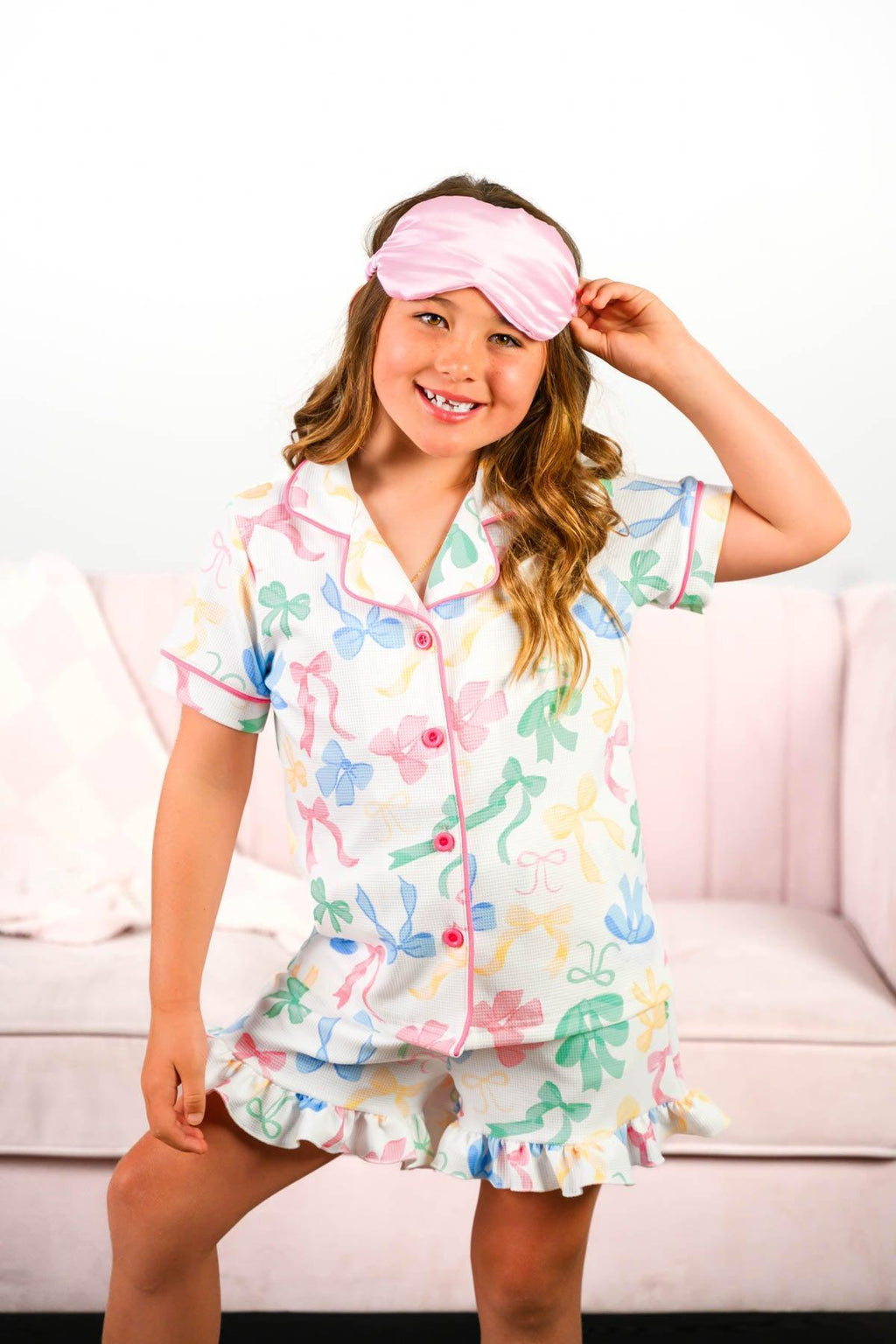 Mom & Me - Pastel Bow Waffle Knit Pajamas
